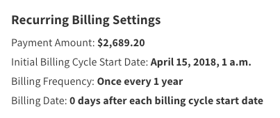 Recurring billing details