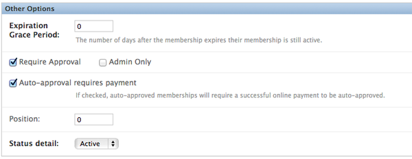 Membership Options Tendenci Screenshot