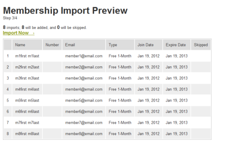 Membership Import Preview | Tendenci CMS