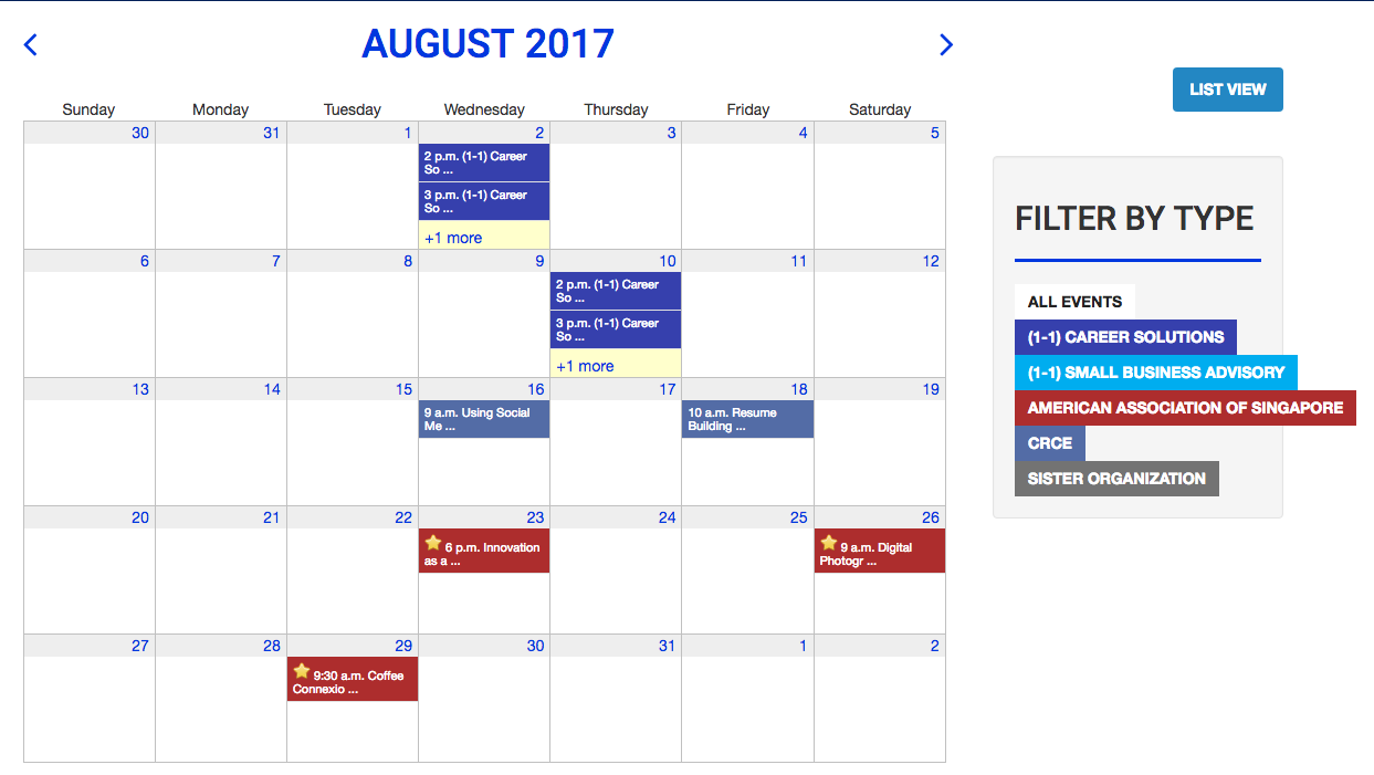 Events Calendar on Tendenci