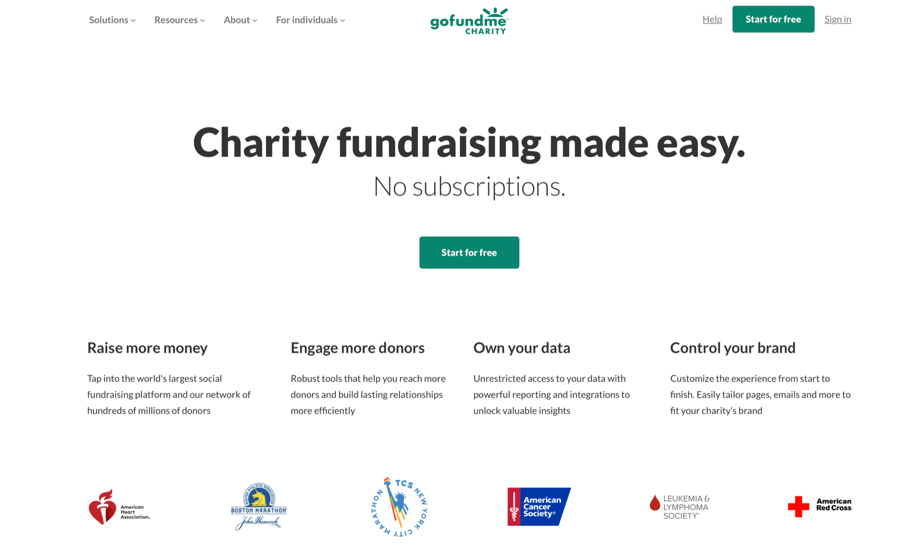 GoFundMe Charity screenshot of page 