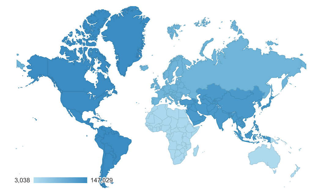 Tendenci Users World Map Graph By Continent