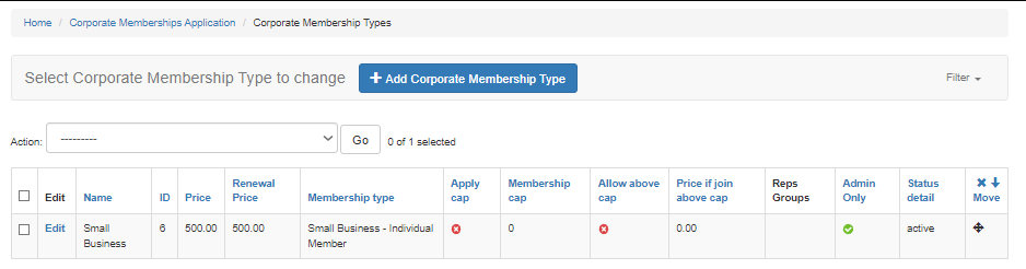 Corporate Membership Type List