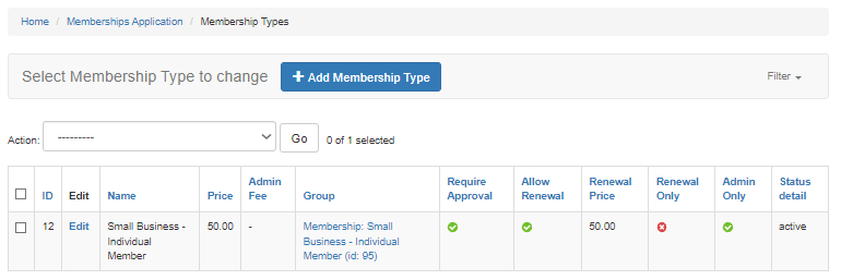 Membership Type List