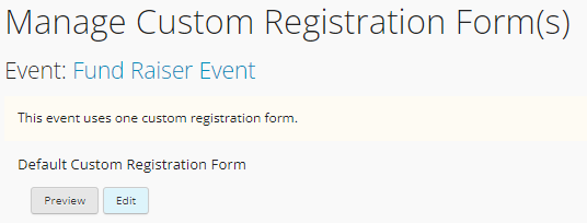 Custom registration Form from an Event page