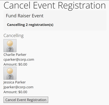Event Search Registrants Cancel