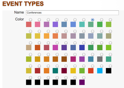 Tendenci Event Type Color Options