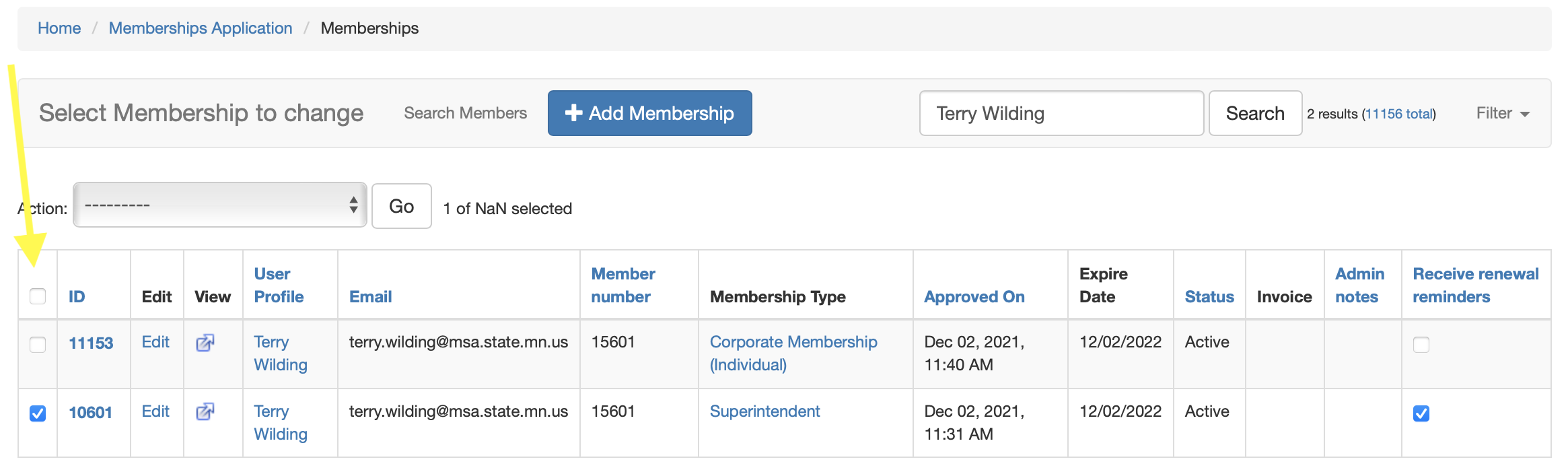 Memberships Admin Console to Manage Members