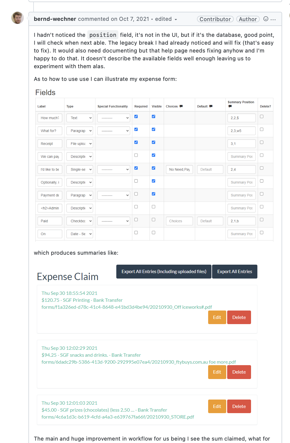Snapshot Custom Forms Summary Position  