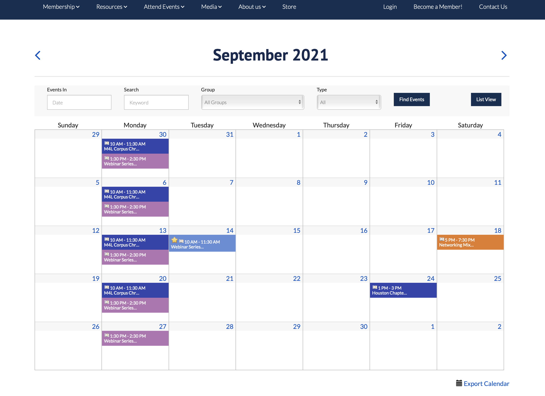Tendenci Monthly Calendar Event View