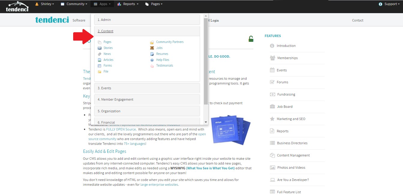 Screenshot Access the Content Apps Administration Tools from Top Bar Menu