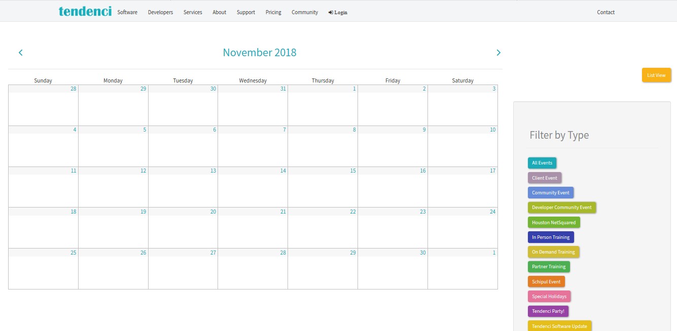 Screenshot of a New Event Calendar