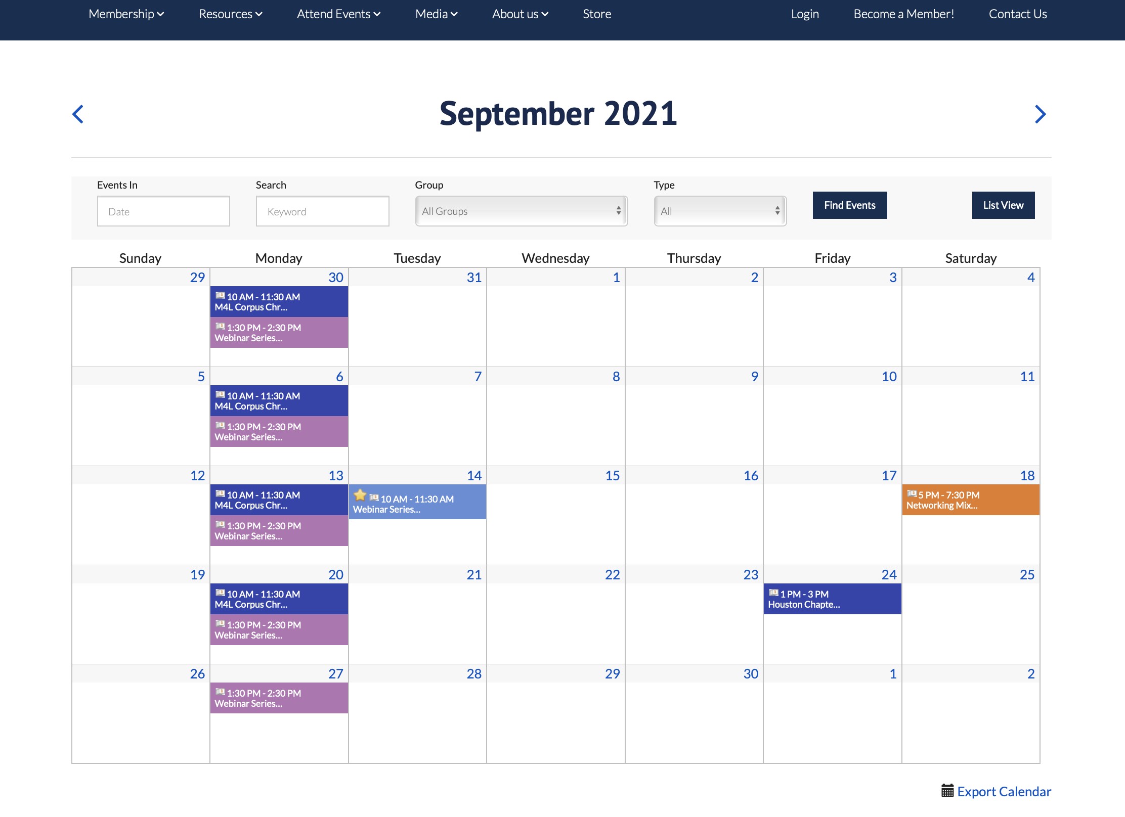 Online Website Calendar Event Registration