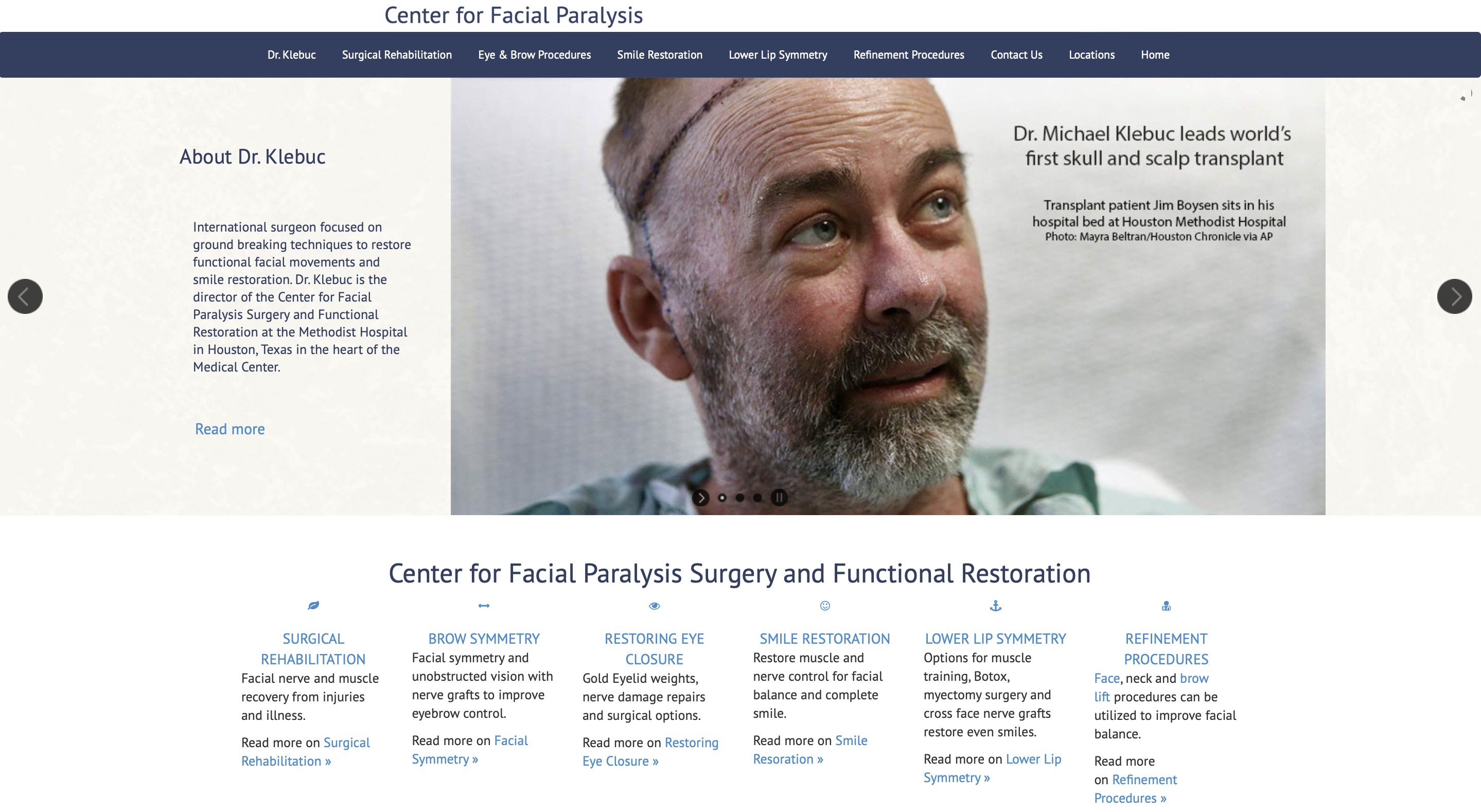 Medical Web Design - Center fro Facial Paralysis